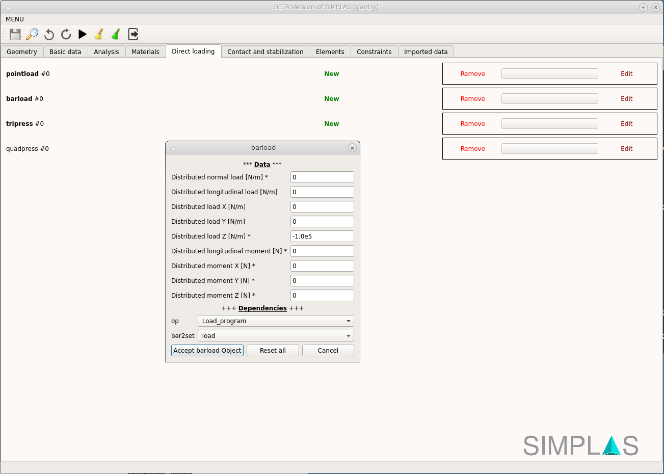 figure SimPlas/postinstallation/workedexampless/gantry.gid/barload.png