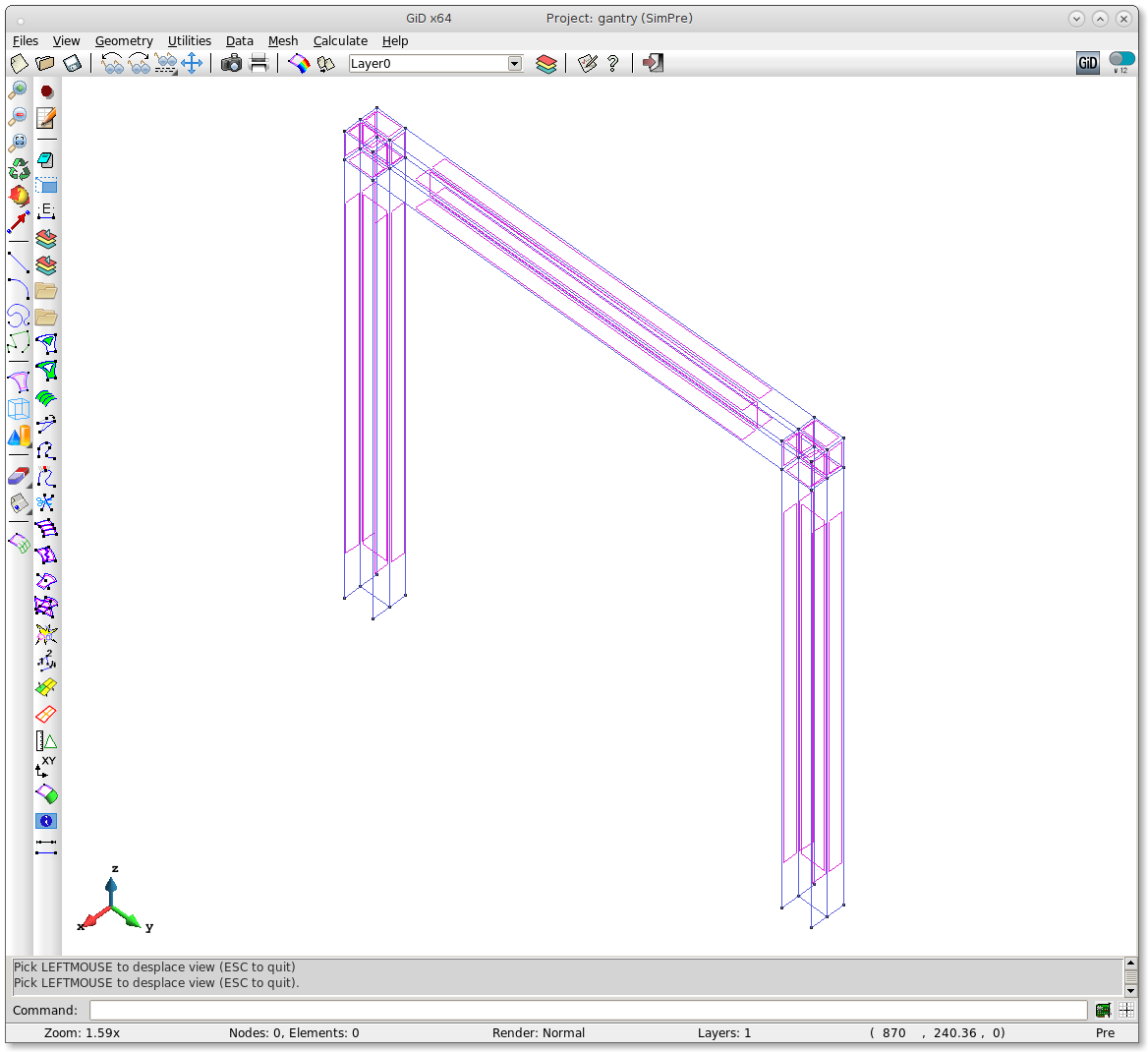 figure SimPlas/postinstallation/workedexampless/gantry.gid/gantrygeo.png